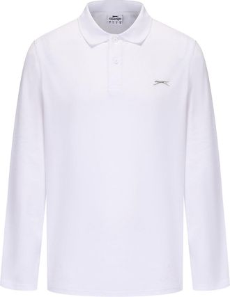 Slazenger Mens Long Sleeve Plain Polo White XL