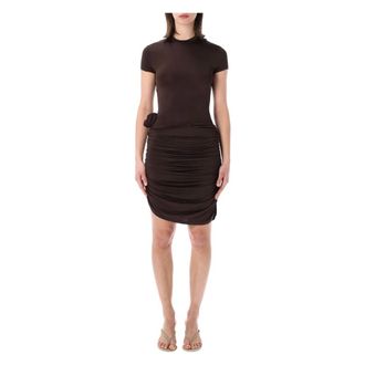 Rotate ROTATE Birger Christensen, Short Dresses, female, Brown, Size: S Mini Dress Flower