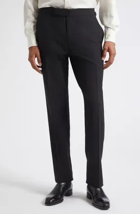 Tom Ford Shelton Slim Fit Stretch Wool Trouser in Black at Nordstrom, Size 48