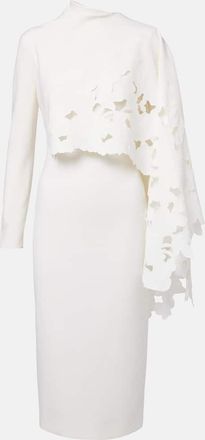 Oscar De La Renta Abito midi in misto lana con mantella