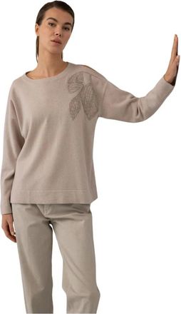 PANICALE Girocollo con apertura sulla spalla e ricamo - - Knitwear - Donna - Beige - S
