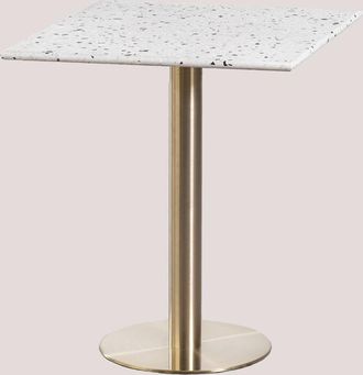 Sklum Sklum - Mesa De Bar Cuadrada En Terrazo (60x60 Cm) Malibu Oro Champagne