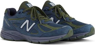 New Balance Unisex Made in USA 990v4 en Azul/Gris/Verde, Gamuza/Malla, Talla 37.5