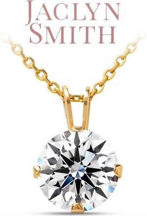 Jaclyn Smith 2 Carat Moissanite Solitaire Necklace In White Gold With Free Chain