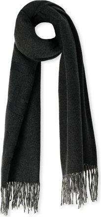 Liu Jo Grijze Ovale Monogram Stola Sjaal - Dames - Wintersjaals - Grijs - ONE Size - Wol - Accessoires
