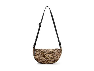 AllSaints Half Moon Nylon Xbody Cross Body Womens Handbags Carcle Leopard, Leather/Nylon