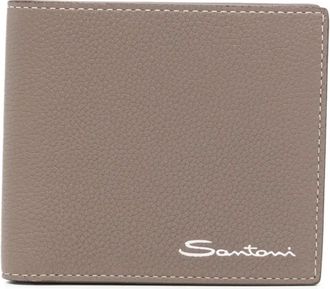 Santoni Tumbled Leather Wallet - Heren - Portefeuilles - Beige - ONE Size - Leer - Accessoires