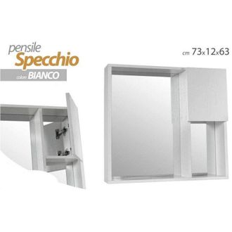 Trade Shop Trade Shop - Specchiera Pensile Specchio Mobiletto Parete Bagno Armadietto 73x12x63cm 808975