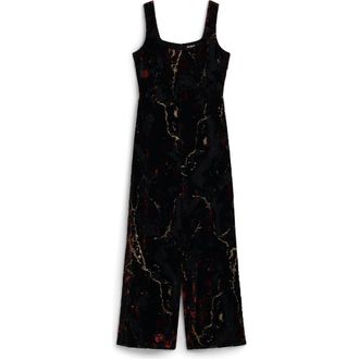 Desigual Marbleized Metallic Overalls in Black at Nordstrom, Size Medium