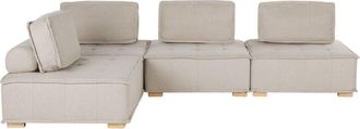 Beliani Beliani - Sof&aacute; Esquinero 4 Plazas De Poli&eacute;ster Beige Madera Clara Modular Moderno Tibro