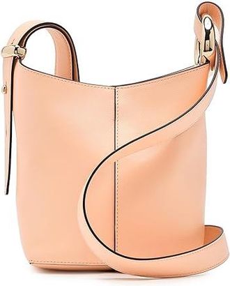 Kate Spade New York Halo Fine Grain Leather Mini Bucket Womens Handbags Light Cantaloupe, Leather/Linen