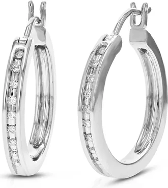 Vir Jewels 1/10 cttw Lab Grown Diamond Hoops Earrings in Sterling Silver With Notched Post For Women