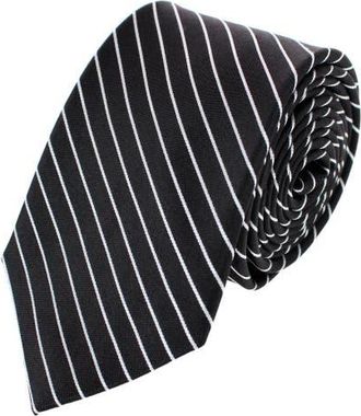 Trafalgar Store Declan Diagonal Stripe Silk Business Necktie in Black With White Stripe at Nordstrom