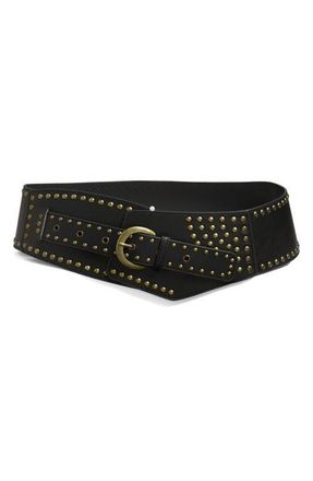 BP. Angular Studded Faux Leather Belt in Black at Nordstrom, Size Medium