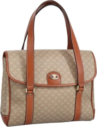 Celine Vintage Macadam Handbag Macadam Beige Pvc,Canvas Bag (Pre-Owned)