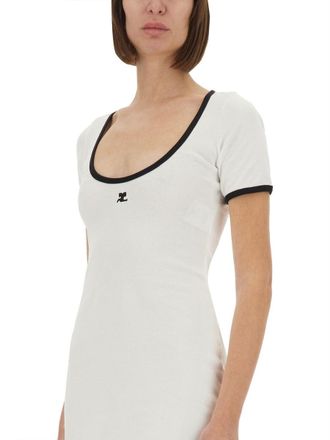 Courr&egrave;ges Holistic Contrast Mini Dress - White