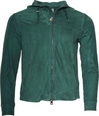 Kiton Kired Olek 1 Solid Suede Hooded Zip-Up Light-Jacket