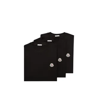 Moncler Moncler Logo Patch Cotton T-shirt (pack Of Three), Men, Black, Size: 3xl