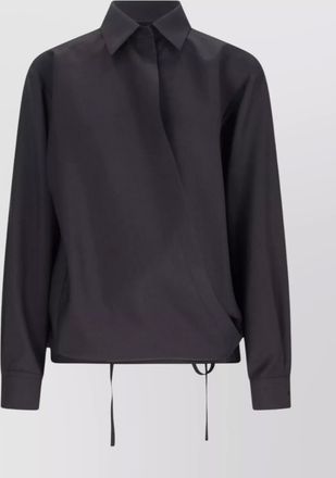 Valentino collared long sleeve drawstring hem top