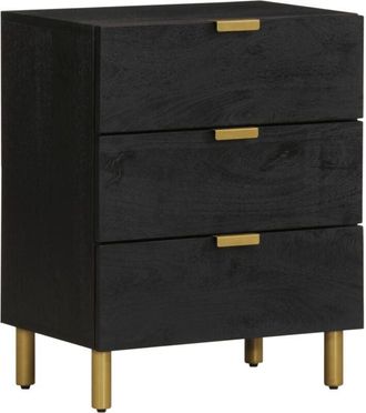 vidaXL Comodino Nero 50x33x62 cm in Legno Multistrato - Vidaxl