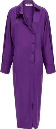 The Attico Chemisier Midi Jurk - Dames - Shirt Kleedjes - Paars - S - Rayon - Kleedjes