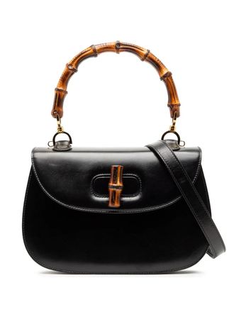 Gucci Borsa a tracolla Night in pelle di vitello con bamb&ugrave; XX secolo - Nero