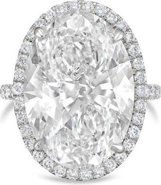 Diana M. Jewels 14kt white gold 4ct lab grown Oval Diamond Halo Pav&eacute; Ring