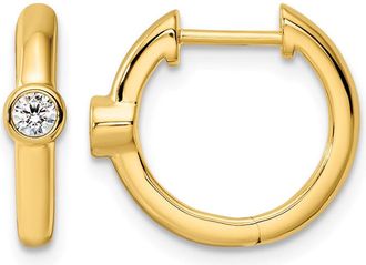 Diamond2Deal 14k Gold 1/8 ct Lab Grown Diamond Hinged Hoop Earrings VS Clarity, D-E Color