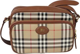 Burberry Tassen, Heren, Beige, ONE Size, Katoen, Check Pocket Crossbody Bag