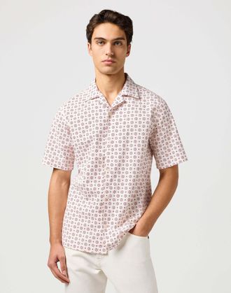 Wrangler Kurzarmhemd WRANGLER WRANGLER Kurzarmhemd Ss Resort Shirt, Herren, Gr. M, N-Gr, rosa, Obermaterial: 100% Baumwolle CO., Hemden Kurzarmhemd