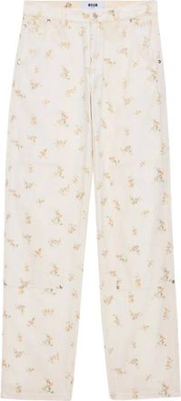 Msgm Straight Broeken - Dames - Straight fit broeken - Wit - XS - Katoen - Broeken