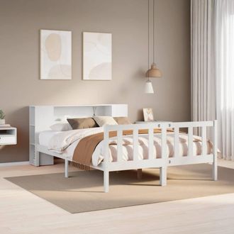 Berkfield Home Bookcase Bed without Mattress White 150x200 cm King Solid Wood Pine