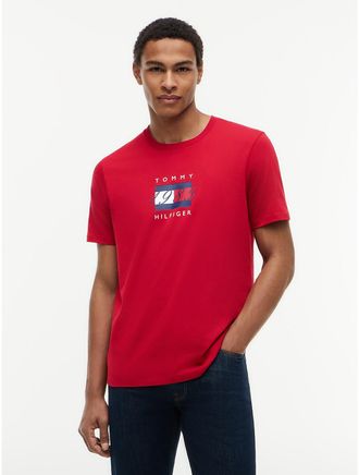 Tommy Hilfiger Mens 1985 Flag Logo T-Shirt - Medium Red - XXL