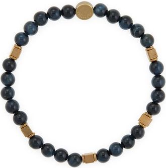 Caputo & Co. Tiger Eye Beaded Bracelet in Blue Tiger Eye at Nordstrom