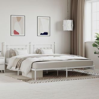 vidaXL Estructura Cama Sin Colch&oacute;n Con Cabecero Metal Blanco 200x200cm Vidaxl