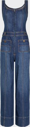 Ramy Brook Janet Cropped Wide-Leg Denim Jumpsuit
