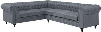 Beliani Beliani - Right Hand Corner Sofa L-Shaped Button Tufted 5 Seater Grey Fabric Chesterfield