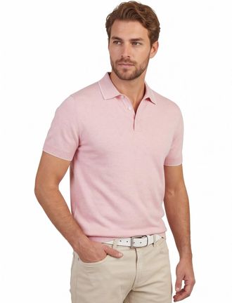 Scotland Blue Poloshirt Scotland Blue roze gem&ecirc;leerd katoen normale fit