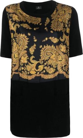 Etro Klassiek T-shirt - Dames - T-shirts - Zwart - 2XS - Wol - Tops