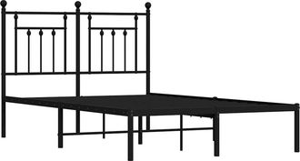 vidaXL Estructura Cama Sin Colch&oacute;n Con Cabecero Metal Negro 135x190 Cm Vidaxl