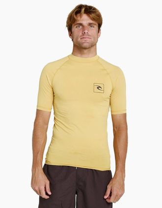 Rip Curl Mens Rip Curl Mens Streamline UPF Short Sleeve Rash Vest - Yellow - Size: 38