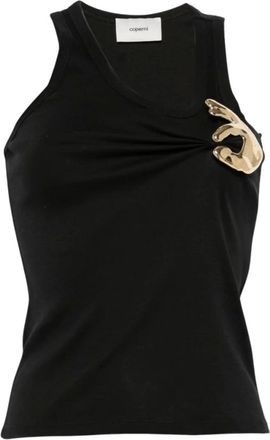 Coperni Top asimmetrico in cotone con dettagli - - Tops - Donna - Nero - S
