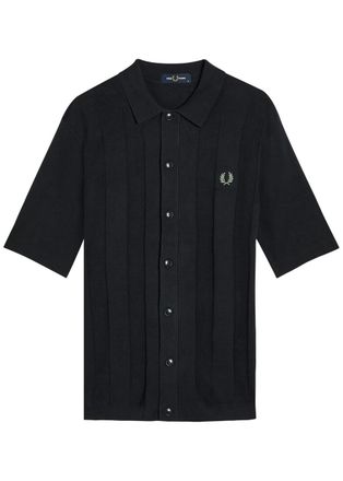 Fred Perry Logo-embroidered Fine-knit Cotton Shirt - Navy - XL
