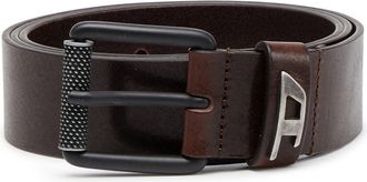 Diesel 3.5cm shiny leather belt with logo loop - Belts - Man - Brown