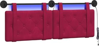 vidaXL Cabecero Colgante Con Luz Led Rojo Vino Terciopelo Vidaxl