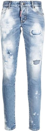 Dsquared2 distressed acid wash jeans - women - Cotton/Spandex/Elastane - 46 - Blue