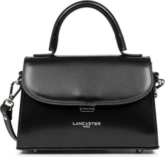 Lancaster Zwarte leren crossbody tas met flap - Dames - Handtassen - Zwart - ONE Size - Leer - Tassen