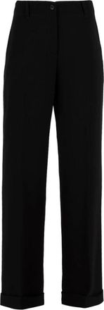 Aspesi Rechte Broek - Dames - Straight fit broeken - Zwart - M - Katoen - Broeken