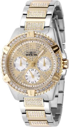 Invicta Celestial 48565 Dames Horloge - Quartz Uurwerk - Roestvrij Staal met gouden Wijzerplaat - 37mm