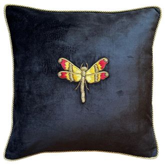 Les-Ottomans Coj&iacute;n de algod&oacute;n bordado - Lib&eacute;lula